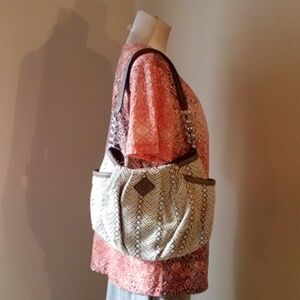 Women purse simple Vera Wang cream and leather trim